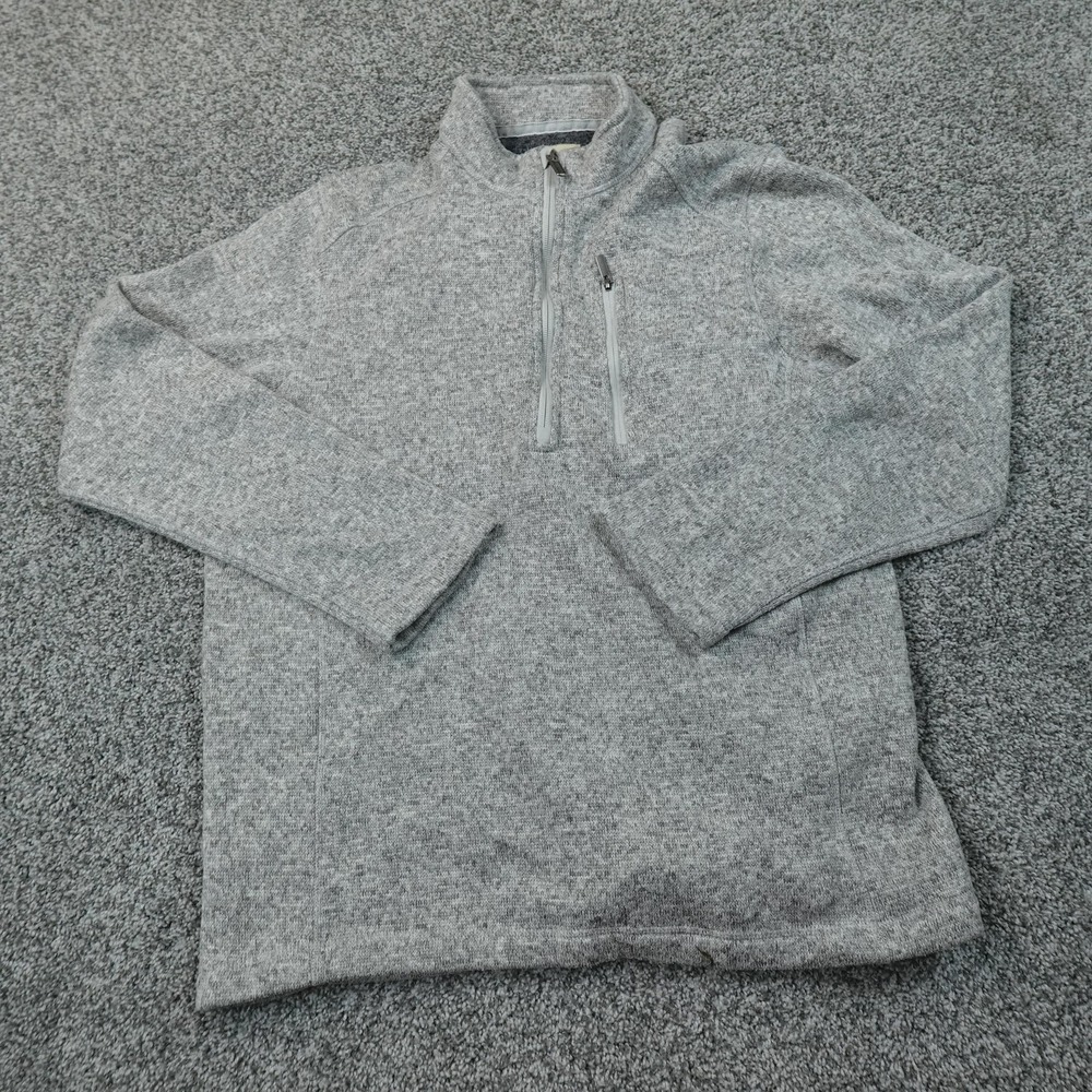 Woolrich Sweater Mens L Gray Fleece 1/4 Zip Mock Neck Pullover Sweatshirt Hiking